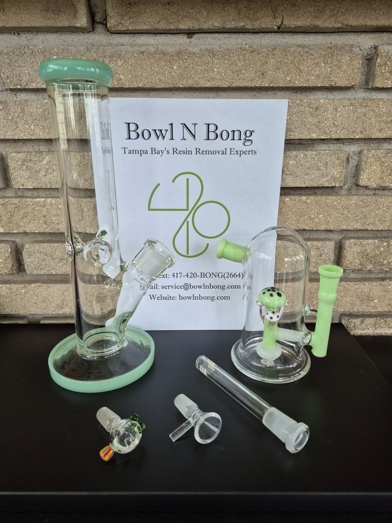 Professionally cleaned bong and bubbler